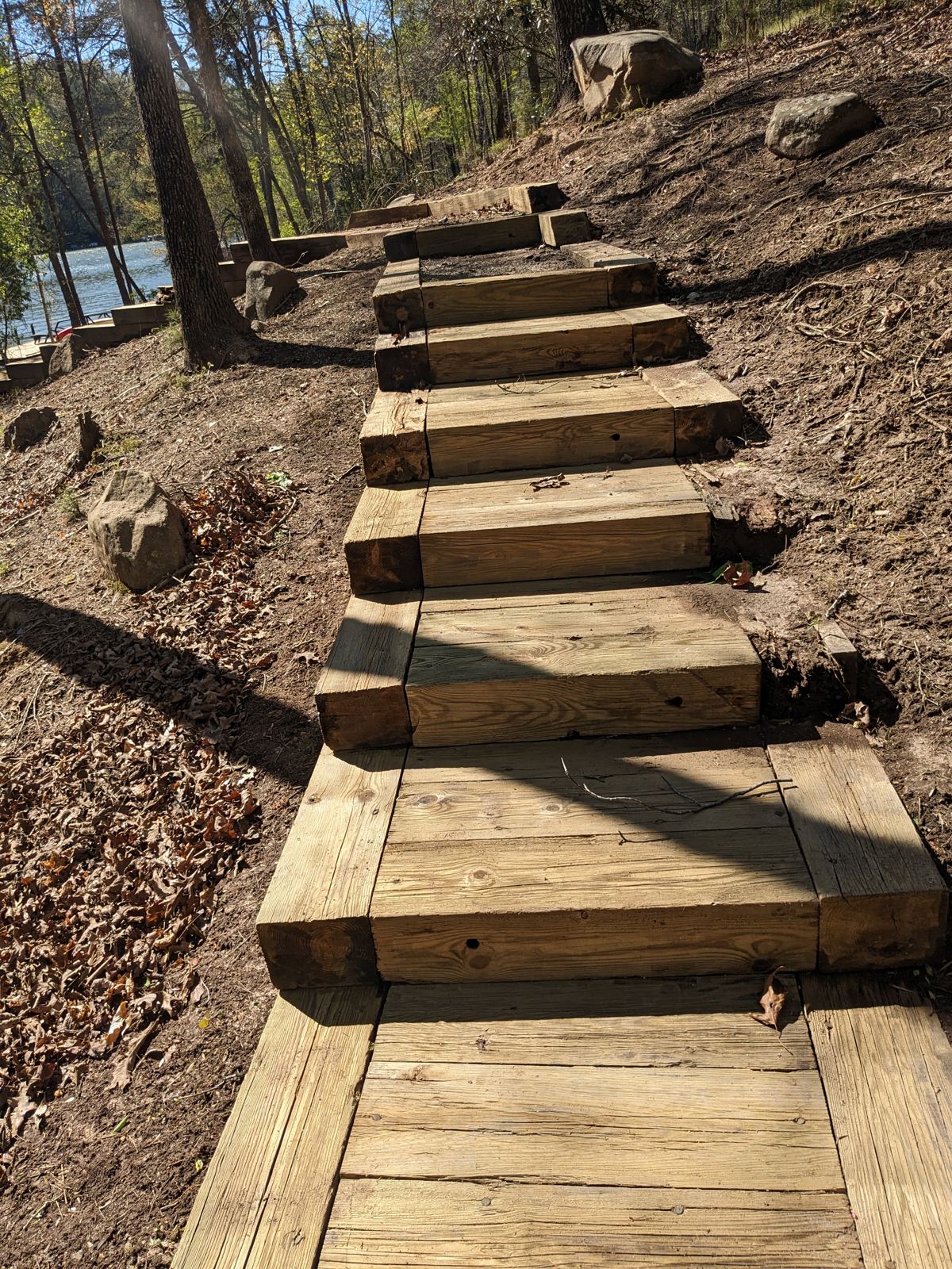 Lake access walkway, steps, and dock project 2