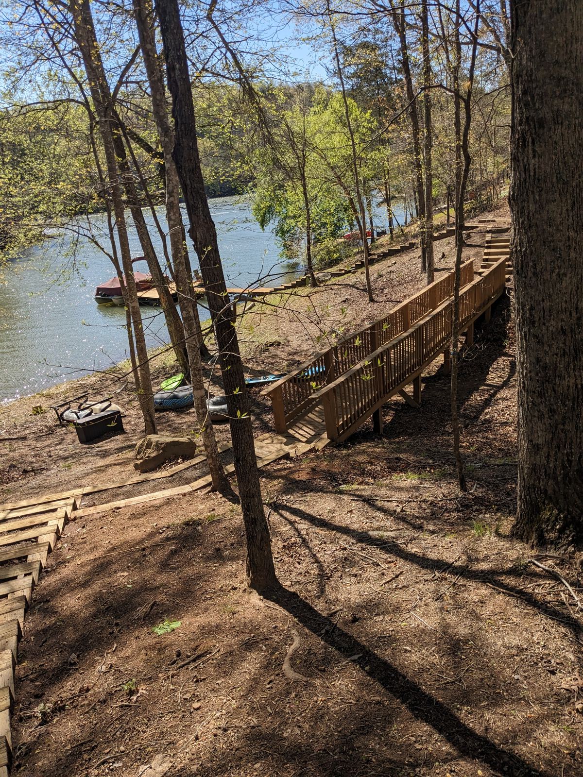 Lake access walkway, steps, and dock project 4