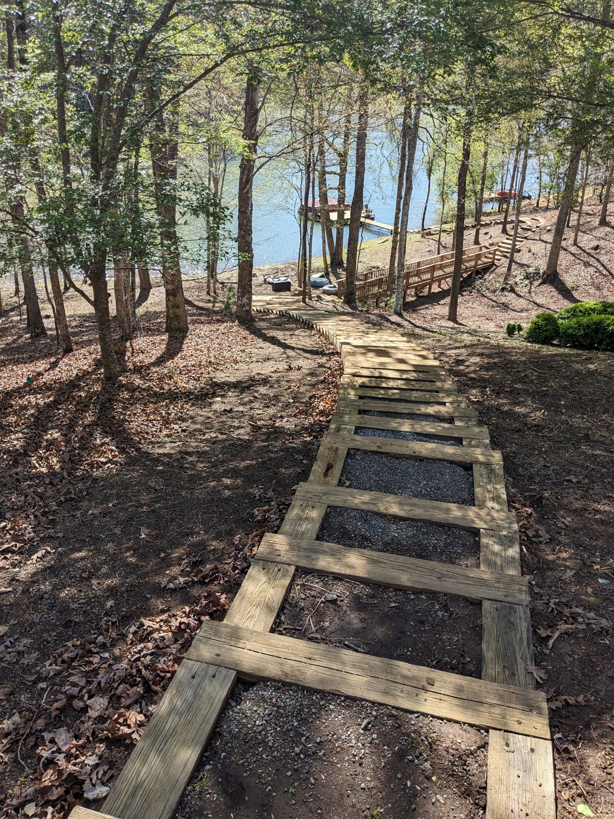 Lake access walkway, steps, and dock project 5