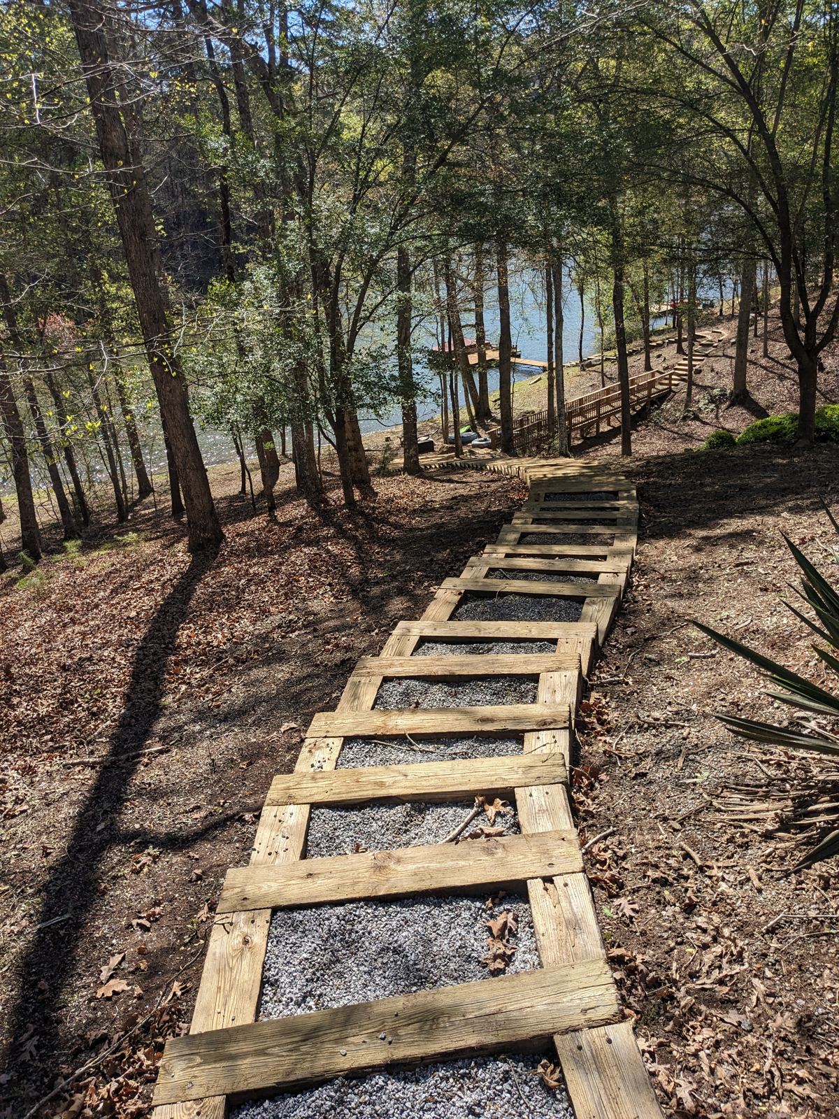 Lake access walkway, steps, and dock project 6